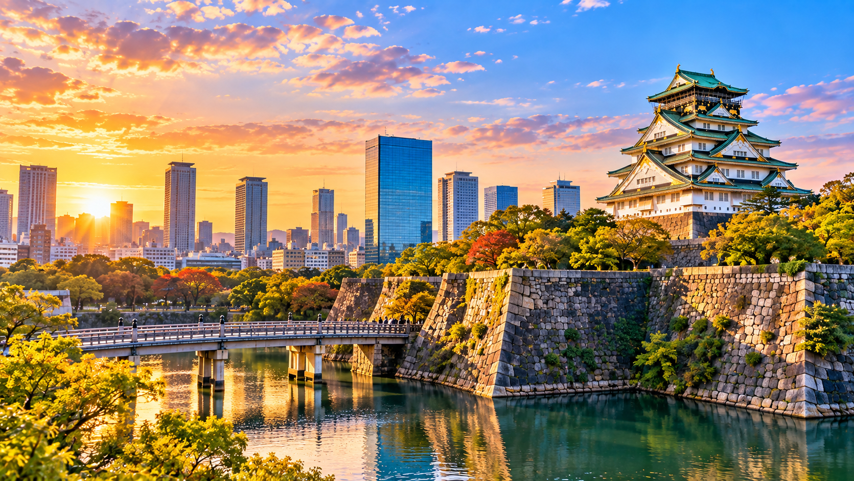 大阪・道頓堀周辺をイメージした観光風景